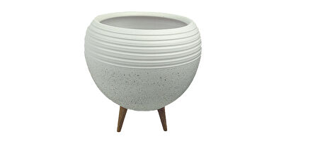 Ev Dekorasyon  Beyaz Granit Küp Saksı Saksılık Salon Çiçeklik Büyük Boy 3 Ayaklı